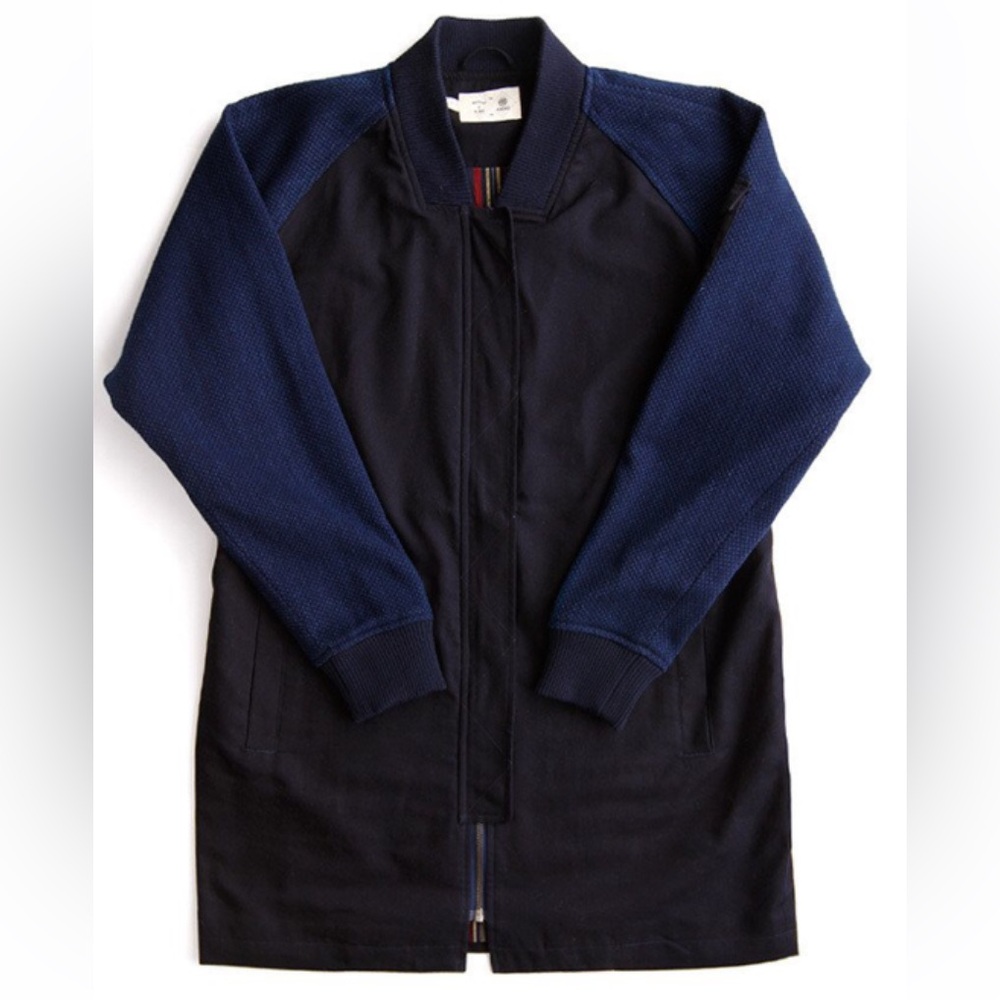 Bridge and Burn longline bomber jacket in navy
